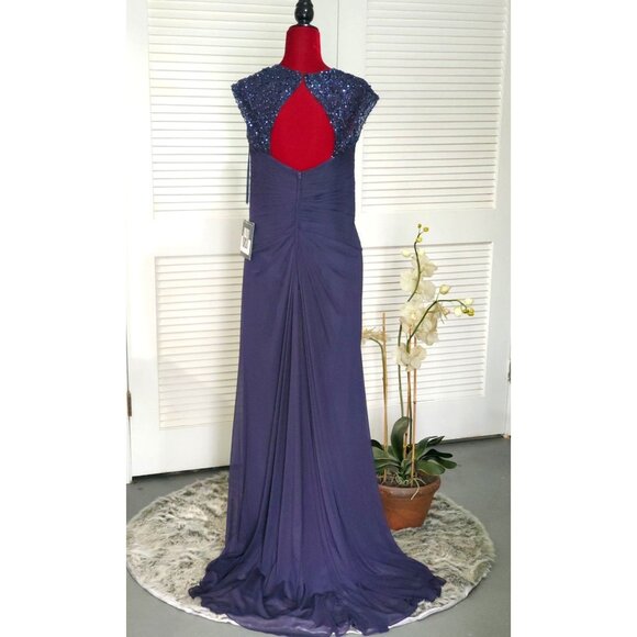 NWT VM Collection 70901 Navy Cap Sleeve Mother of the Bride Gown Size 10 853 - Picture 7 of 12